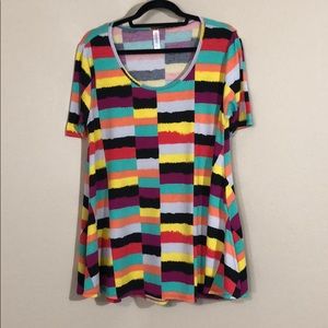 Multi-color block print M Lularoe Perfect Tee